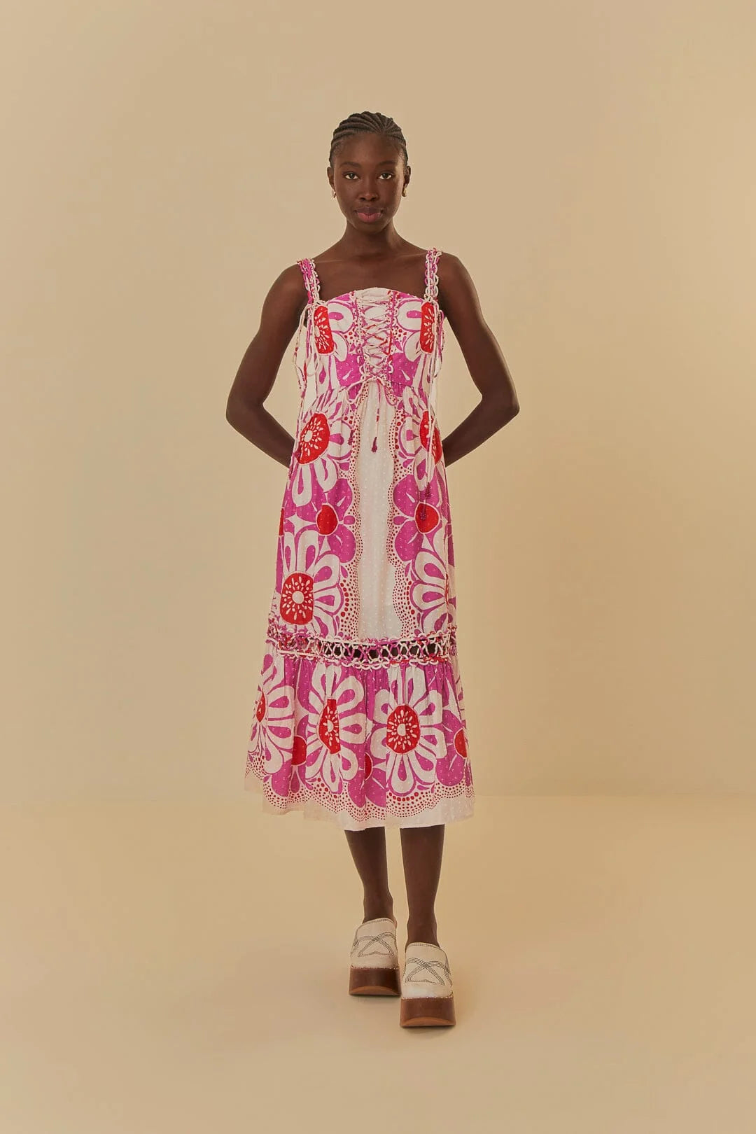 Farm Rio Off-White Maia Sleeveless Midi Dress (Surplus - New)