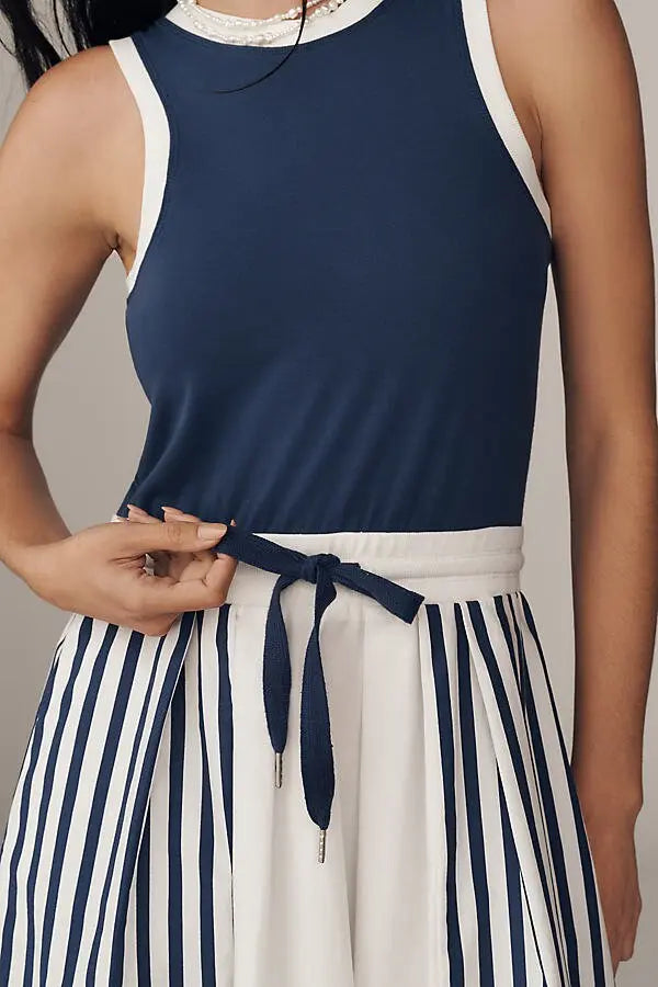 ANTHROPOLOGIE Daily Practice Sleeveless Drawstring Midi Dress (Surplus)