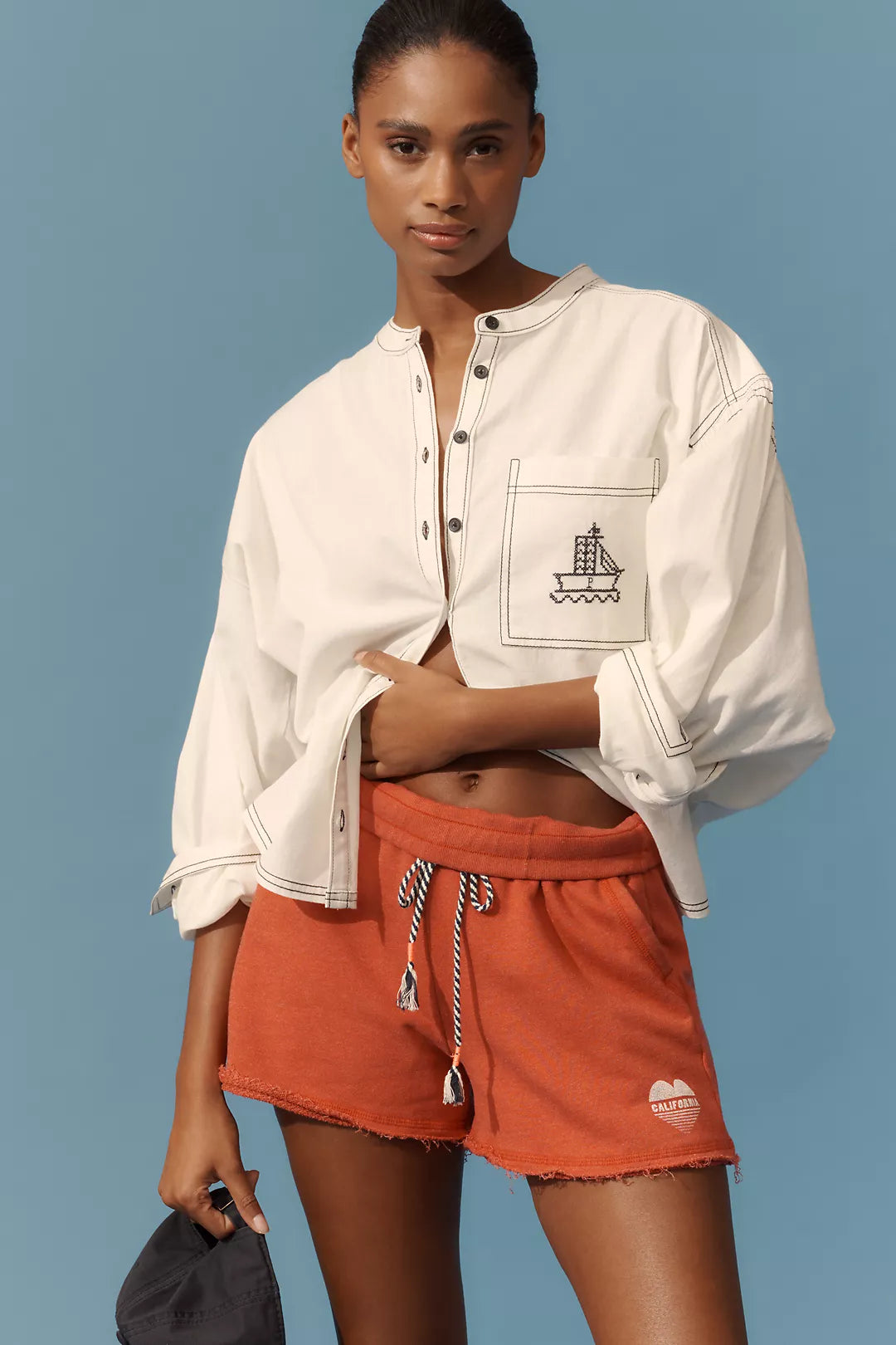 Anthropologie Pilcro Cotton Linen Batwing Buttondown Blouse (Surplus)