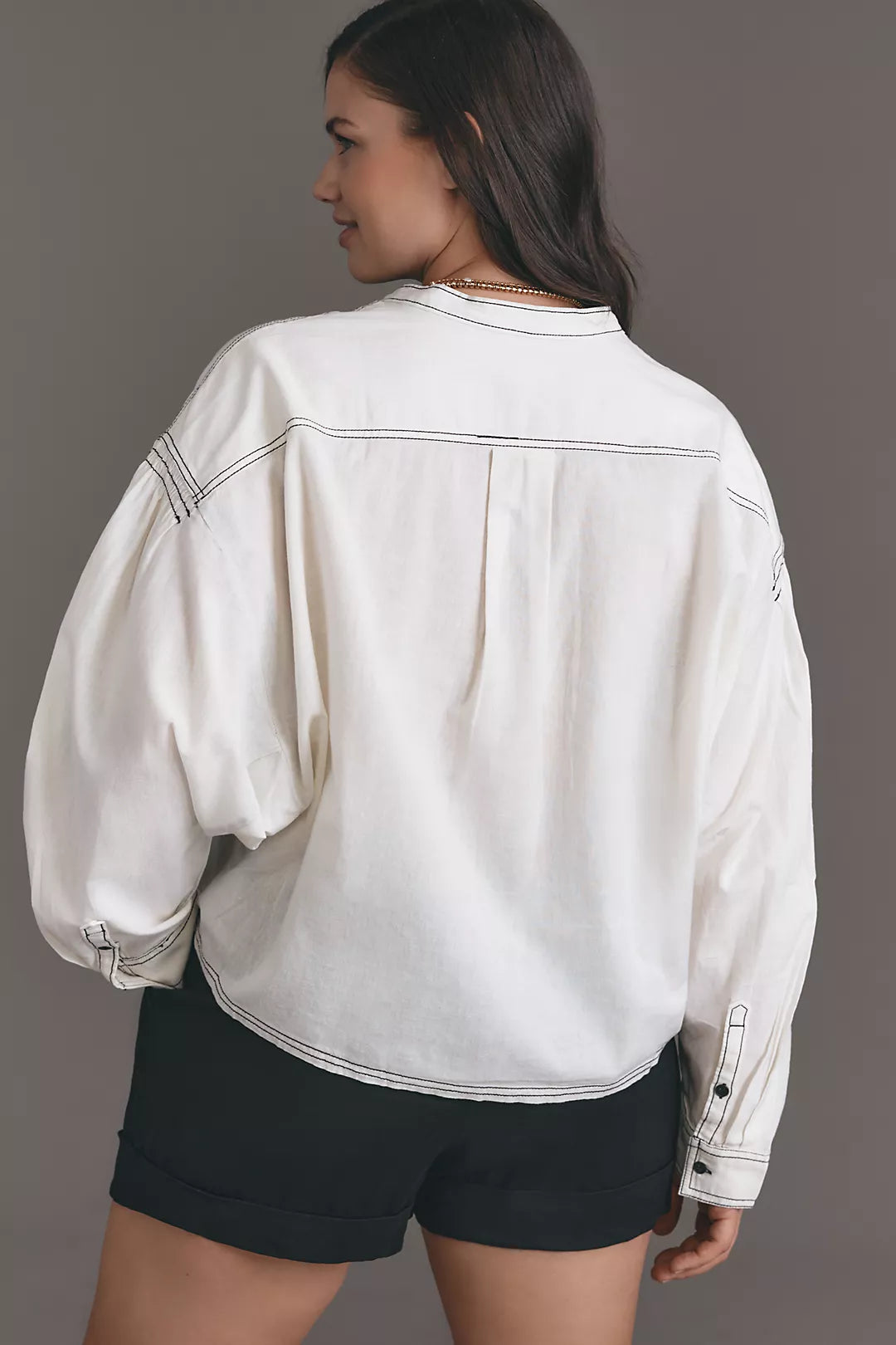 Anthropologie Pilcro Cotton Linen Batwing Buttondown Blouse (Surplus)