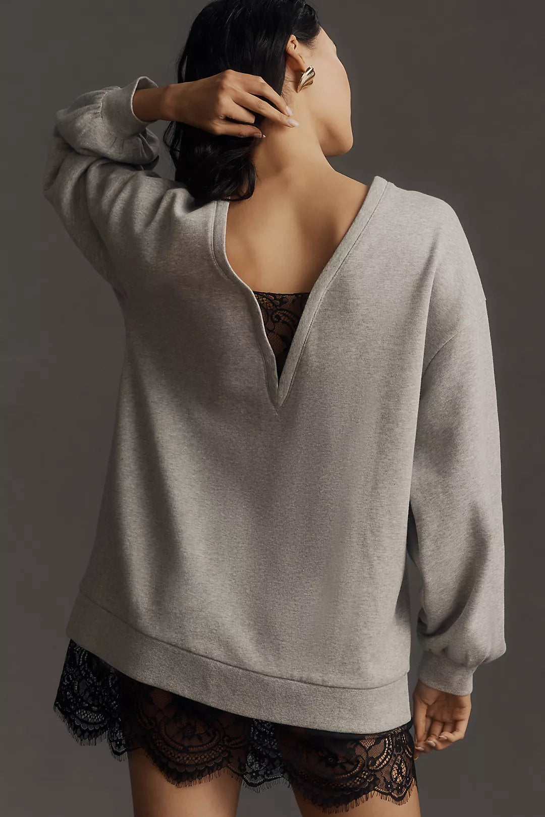 ANTHROPOLOGIE Pilcro Crew Lace Pullover Sweatshirt