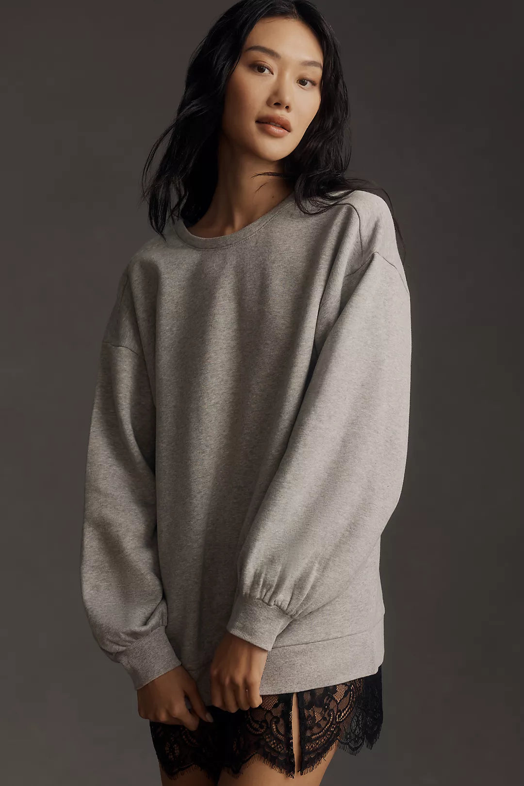 ANTHROPOLOGIE Pilcro Crew Lace Pullover Sweatshirt