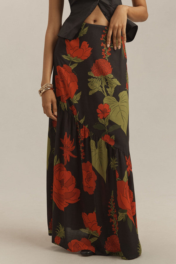 Farm Rio - Floral Maxi Slip Skirt (surplus)