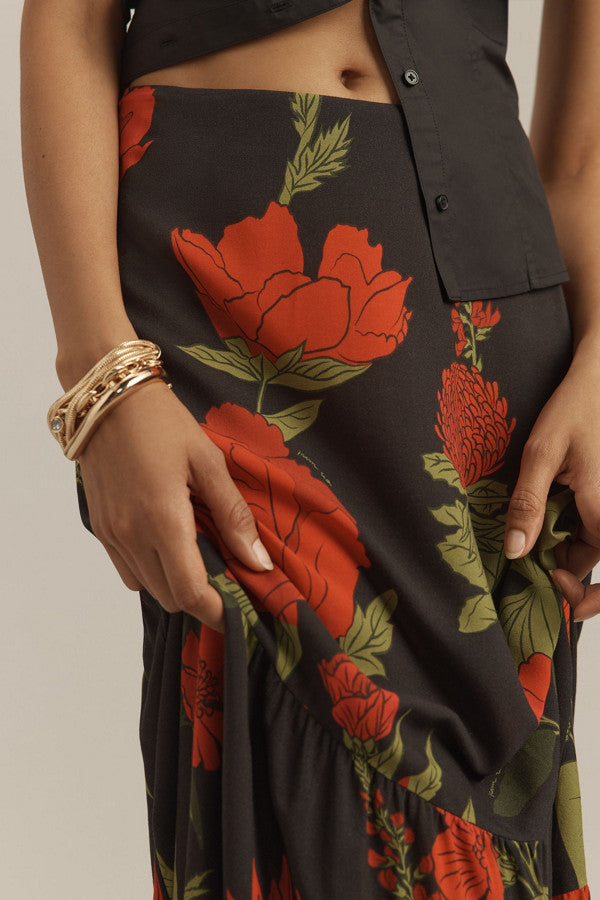 Farm Rio - Floral Maxi Slip Skirt (surplus)