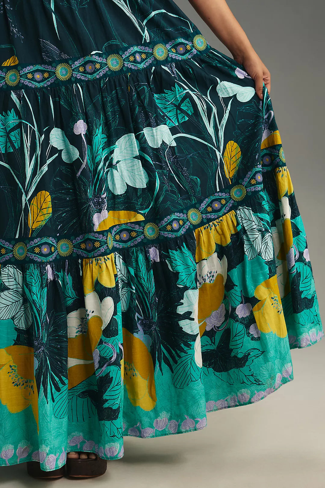 ANTHROPOLOGIE Square-Neck Patterned Maxi Dress (Surplus)