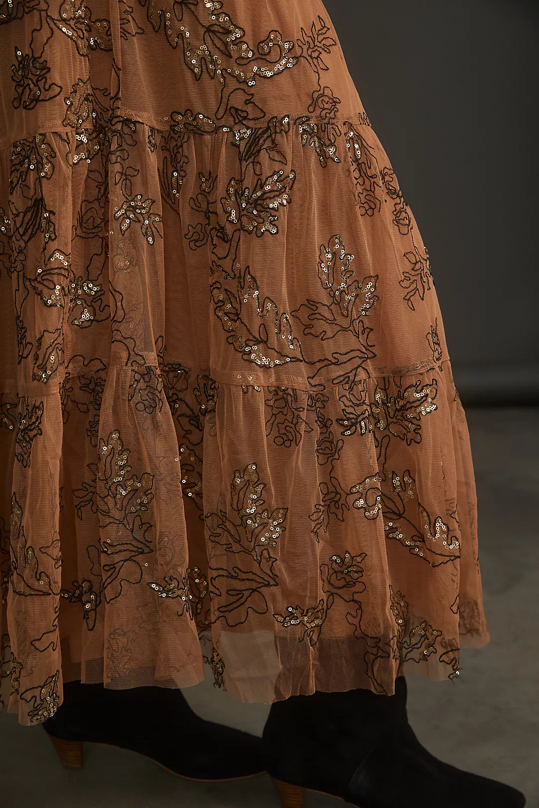 ANTHROPOLOGIE Maeve Sequined Tulle Midi Dress (Surplus)