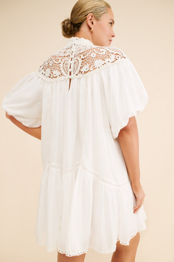 ANTHROPOLOGIE High-Neck Lace Tunic Mini Dress (Surplus)