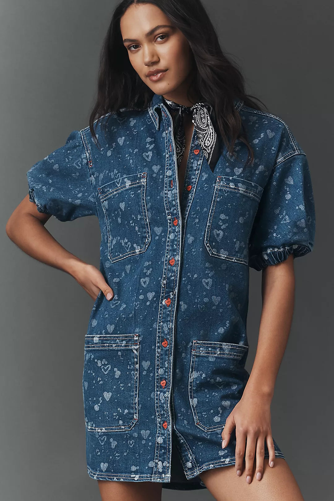 Pilcro Denim Buttondown Shift Dress (Surplus)