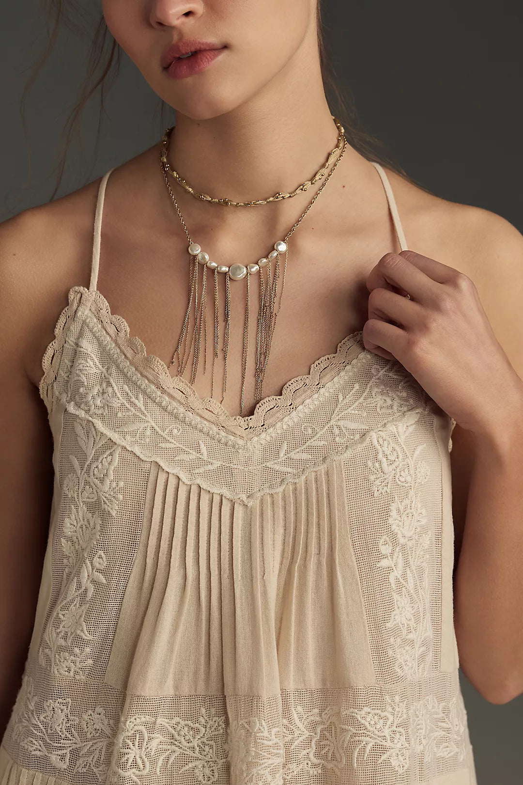 ANTHR⚪️POLOGIE Embroidered Pintuck Mini Dress