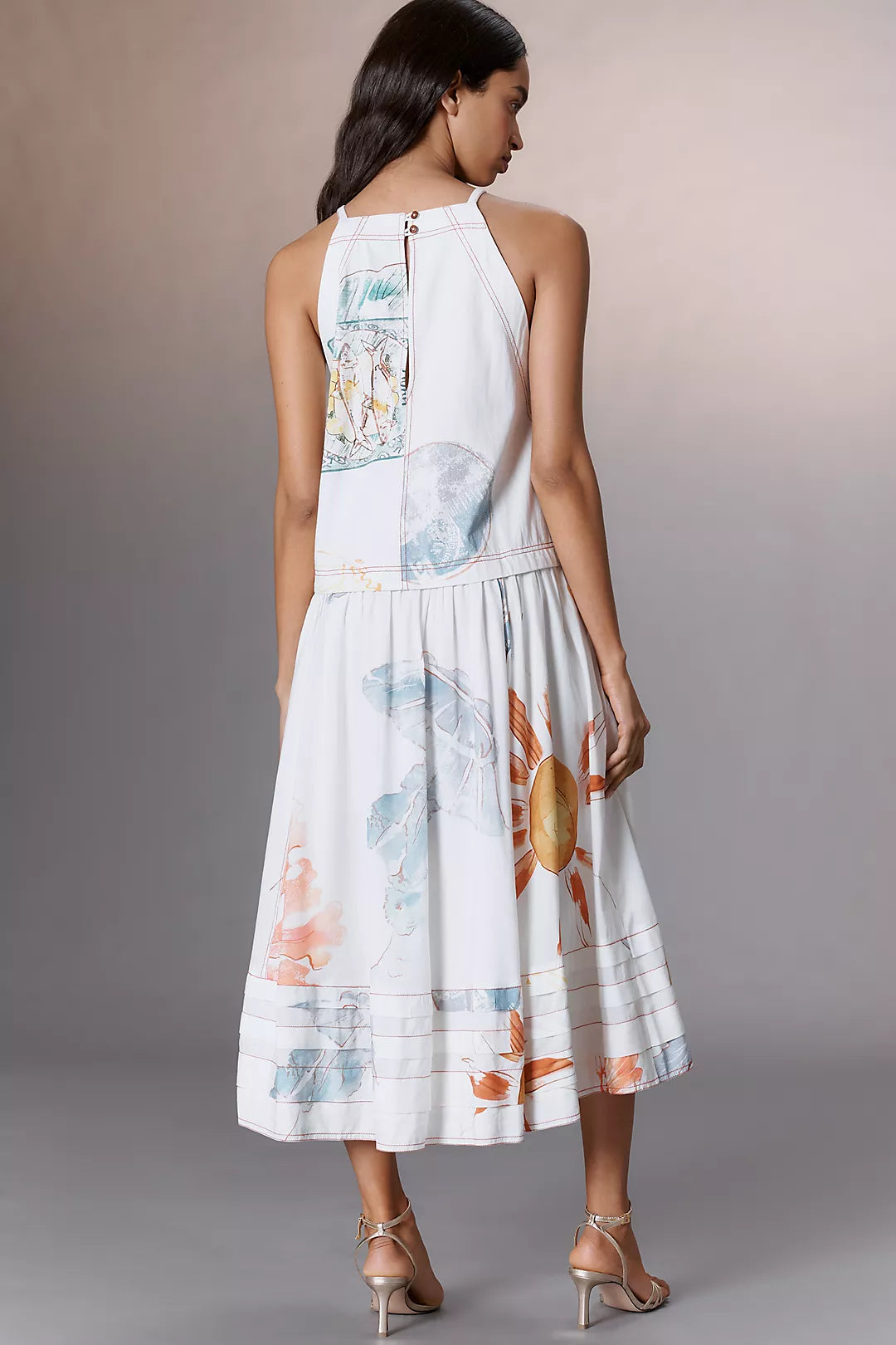 ANTHROPOLOGIE Pilcro Sleeveless Twofer Midi Dress  (Surplus)