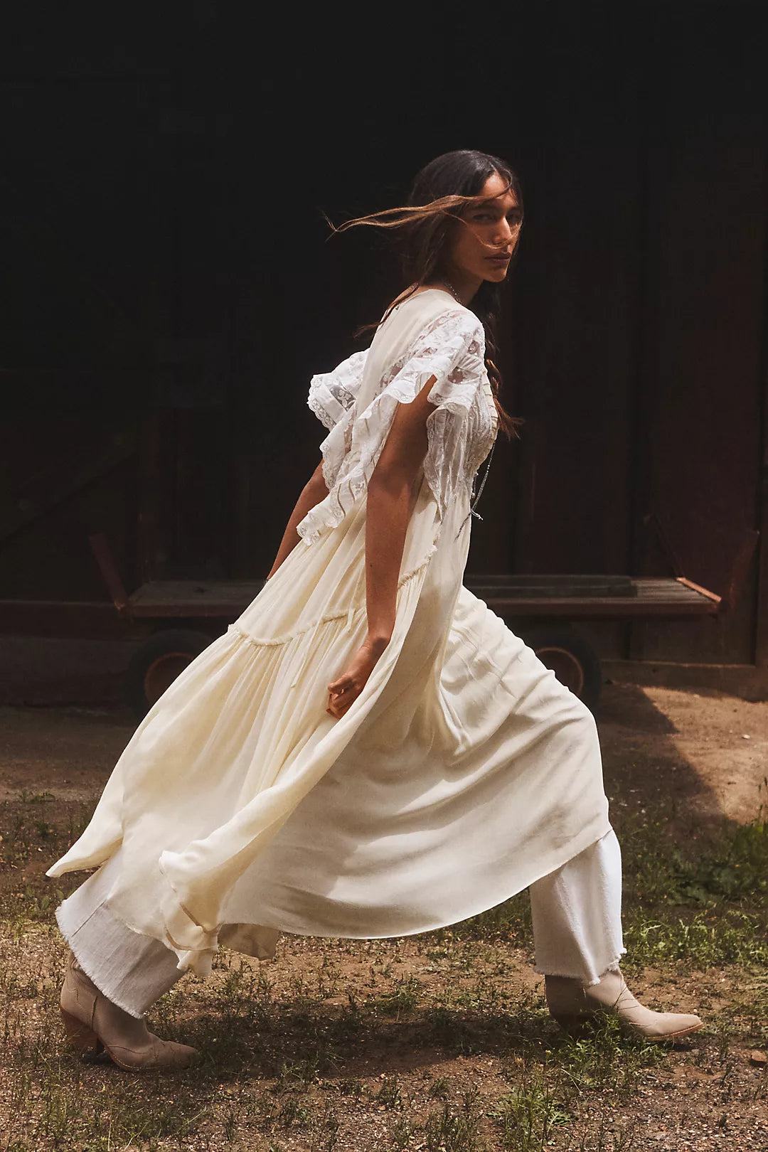 Anthropologie V-Neck Flutter-Sleeve Midi Dress (Surplus)