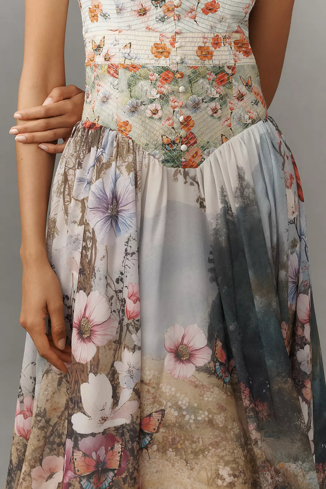 Anthropologie The Muse Basque-Waist Midi Dress