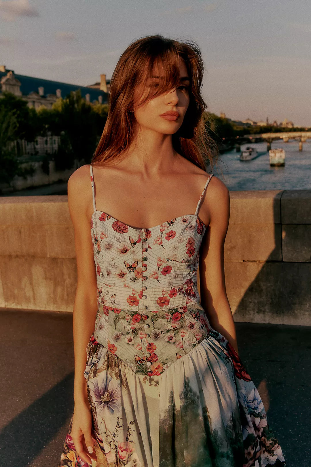 Anthropologie The Muse Basque-Waist Midi Dress