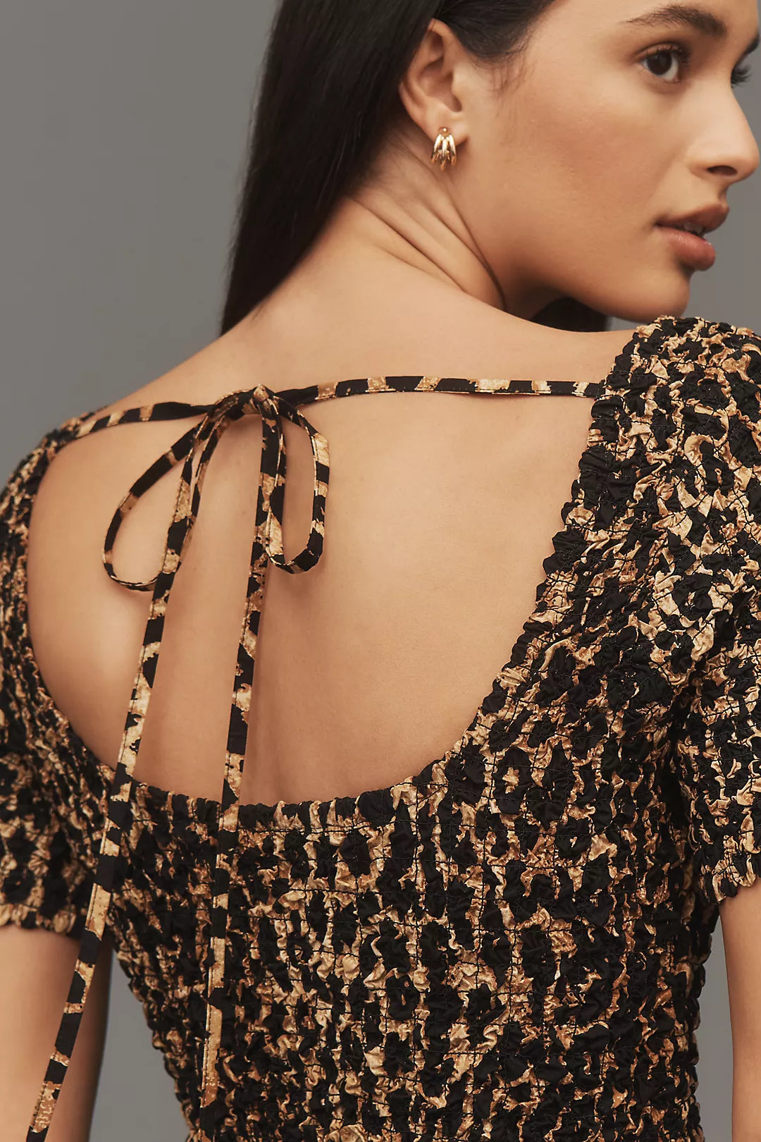 Damson Madder Malinda Smocked Short-Sleeve Midi Dress(Surplus)