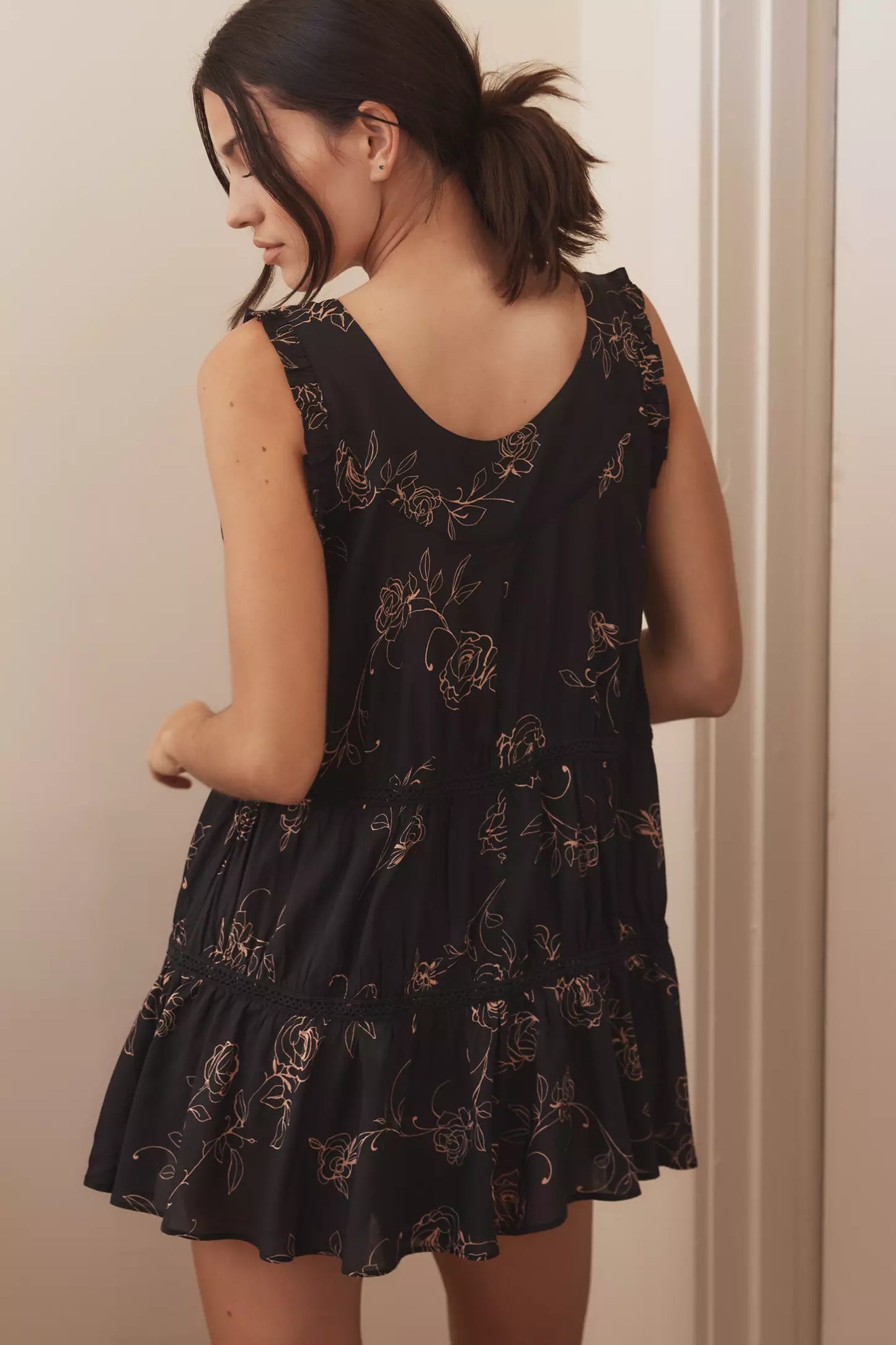 Anthropologie Silky Ruffle Romper (Surplus)