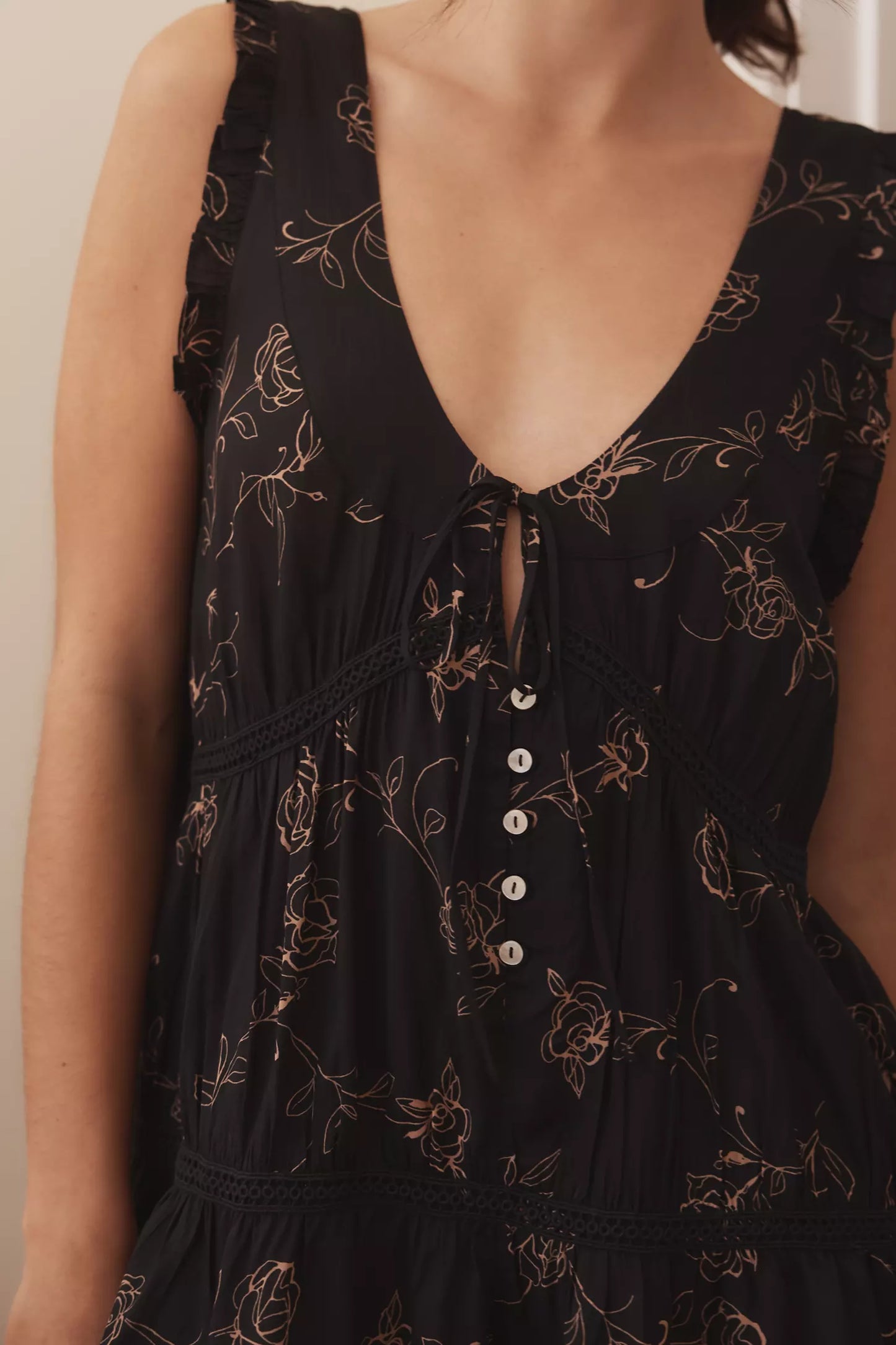 Anthropologie Silky Ruffle Romper (Surplus)
