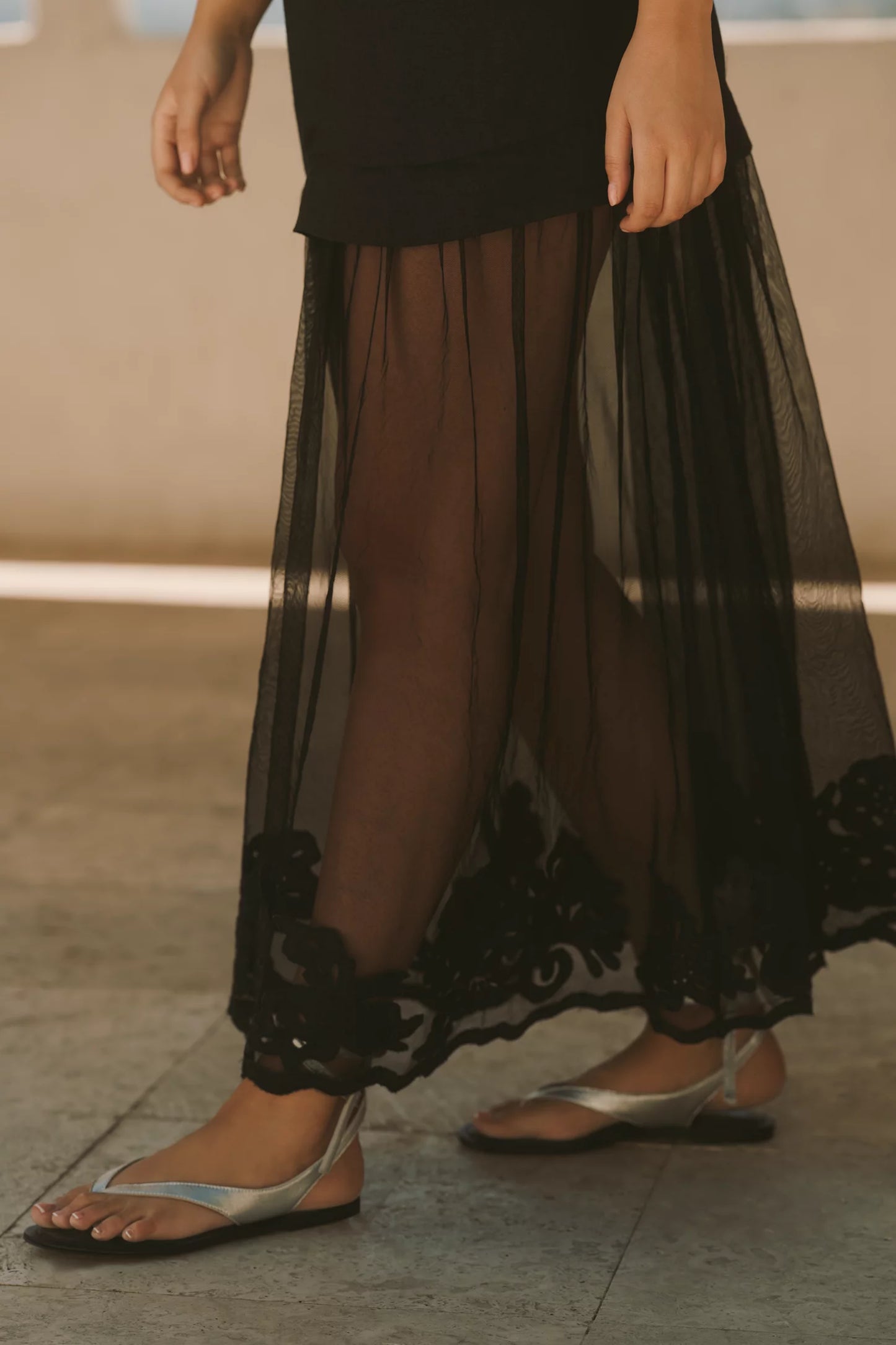 ANTHR⚪️POLOGIE Sleeveless Sheer Linen Maxi Slip Dress