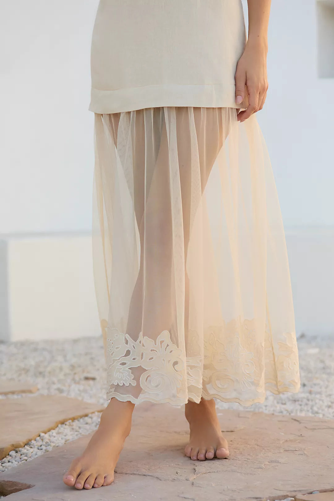 Anthropologie Sleeveless Sheer Linen Maxi Slip Dress