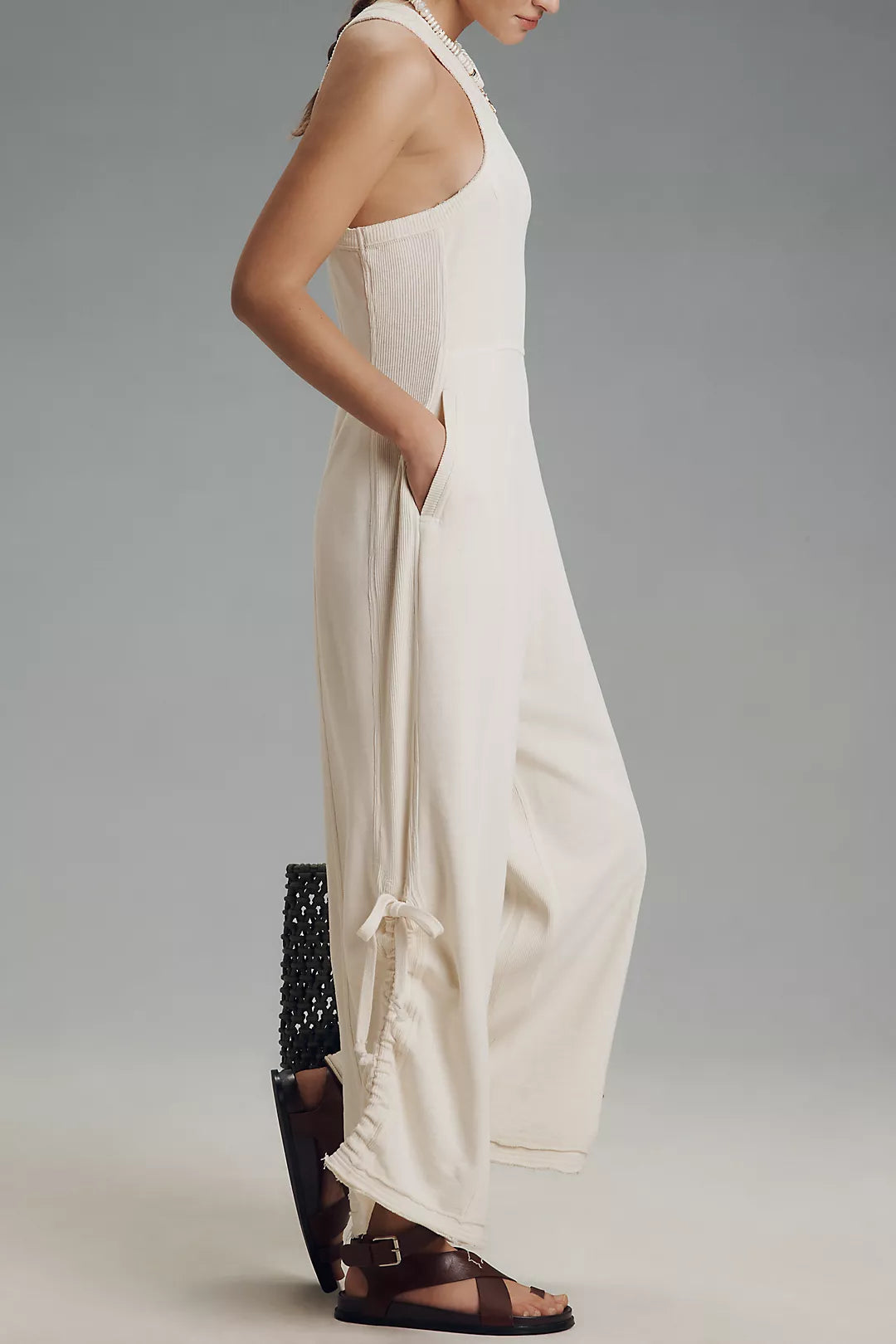 ANTHROPOLOGIE Daily Practice Horizon Wide-Leg Knit Jumpsuit