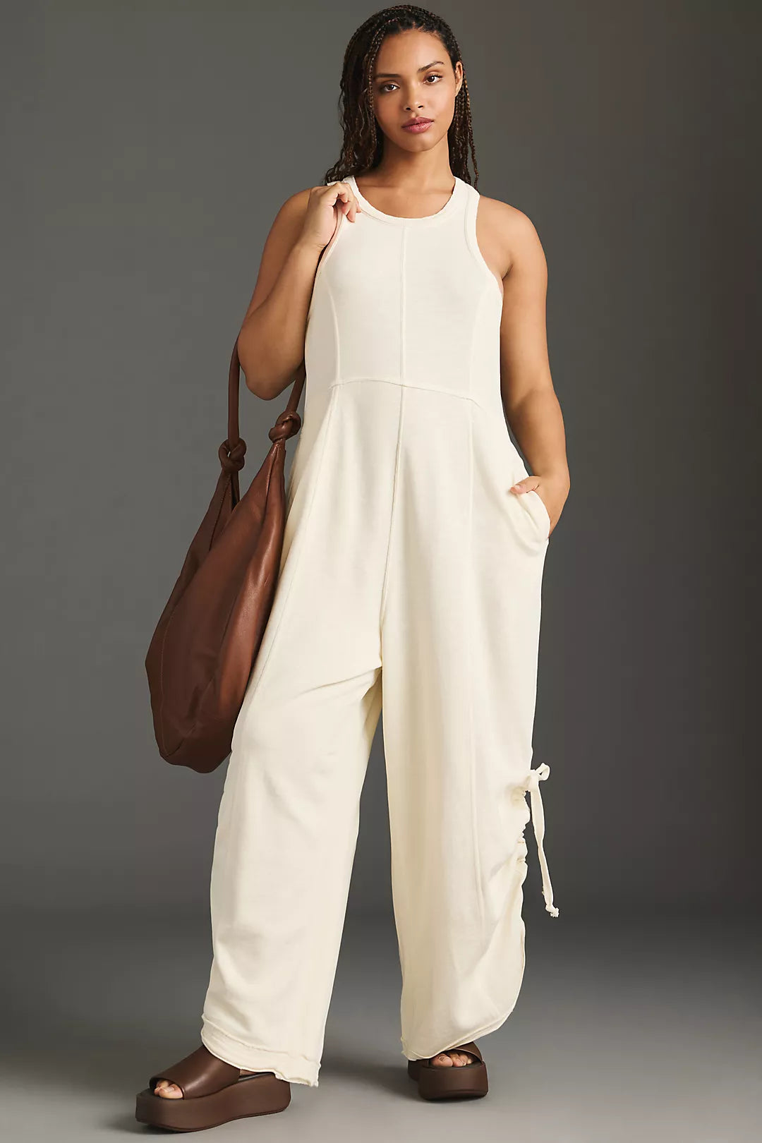 ANTHROPOLOGIE Daily Practice Horizon Wide-Leg Knit Jumpsuit