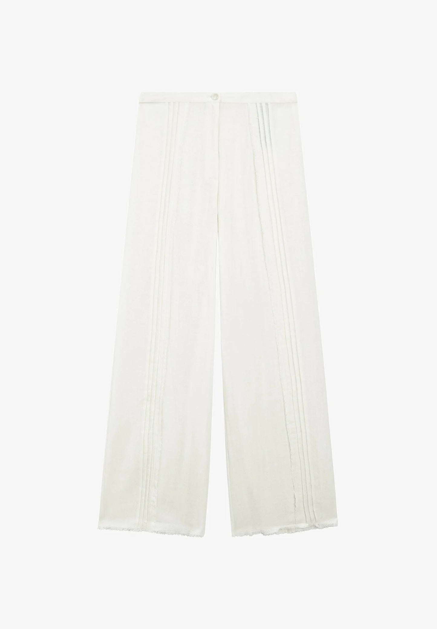 Massimo Dutti Ecru Cotton Blend Top & Wide-Leg Trousers Set (Surplus - New)
