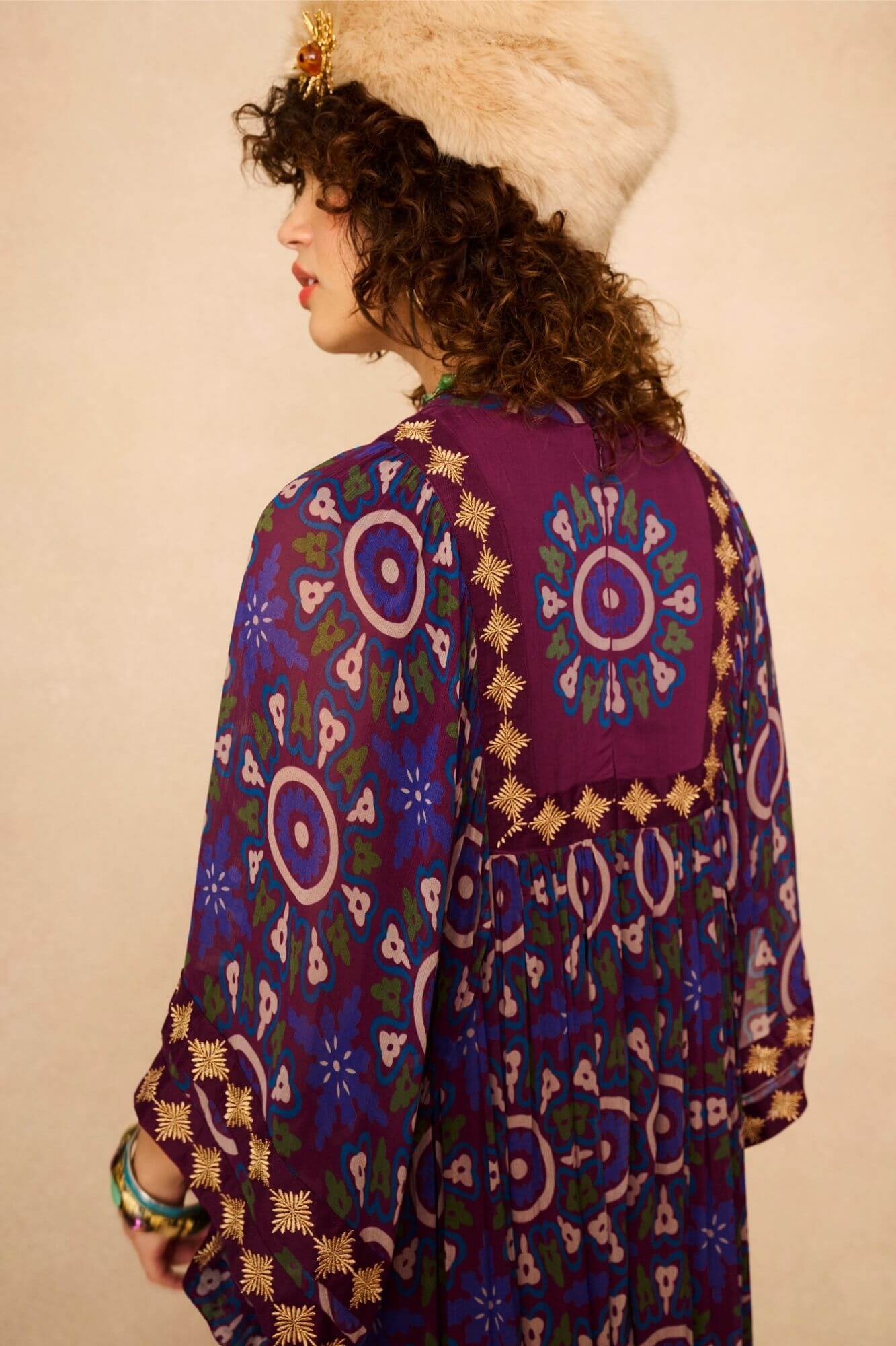 Amethyst Purple Medallion High Neck Maxi Dress (Surplus)