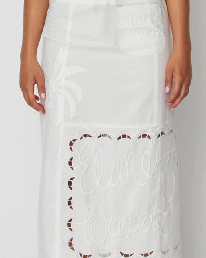 STELLA NOVA Elements Embroidered Cotton White Skirt (Surplus)