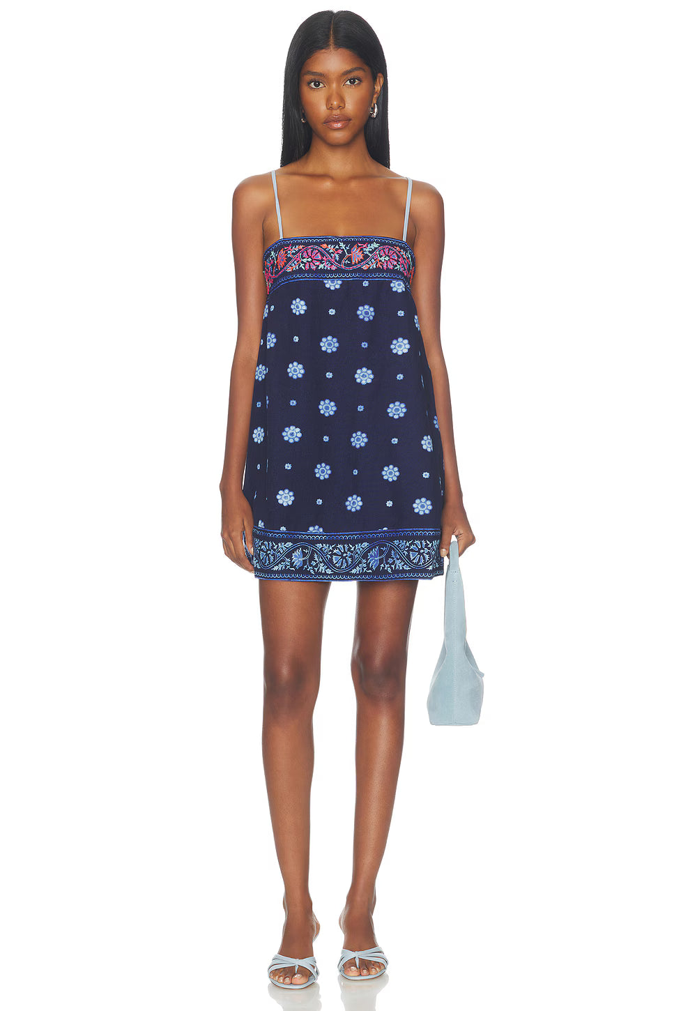 Free People Bali Take Me With You Mini Dress Indigo Combo (Surplus - New)