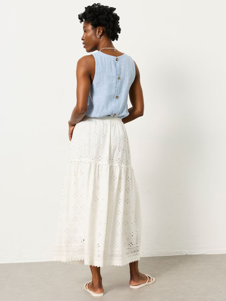 FatFace Winnie Broderie Midi Skirt in White (Surplus - New)
