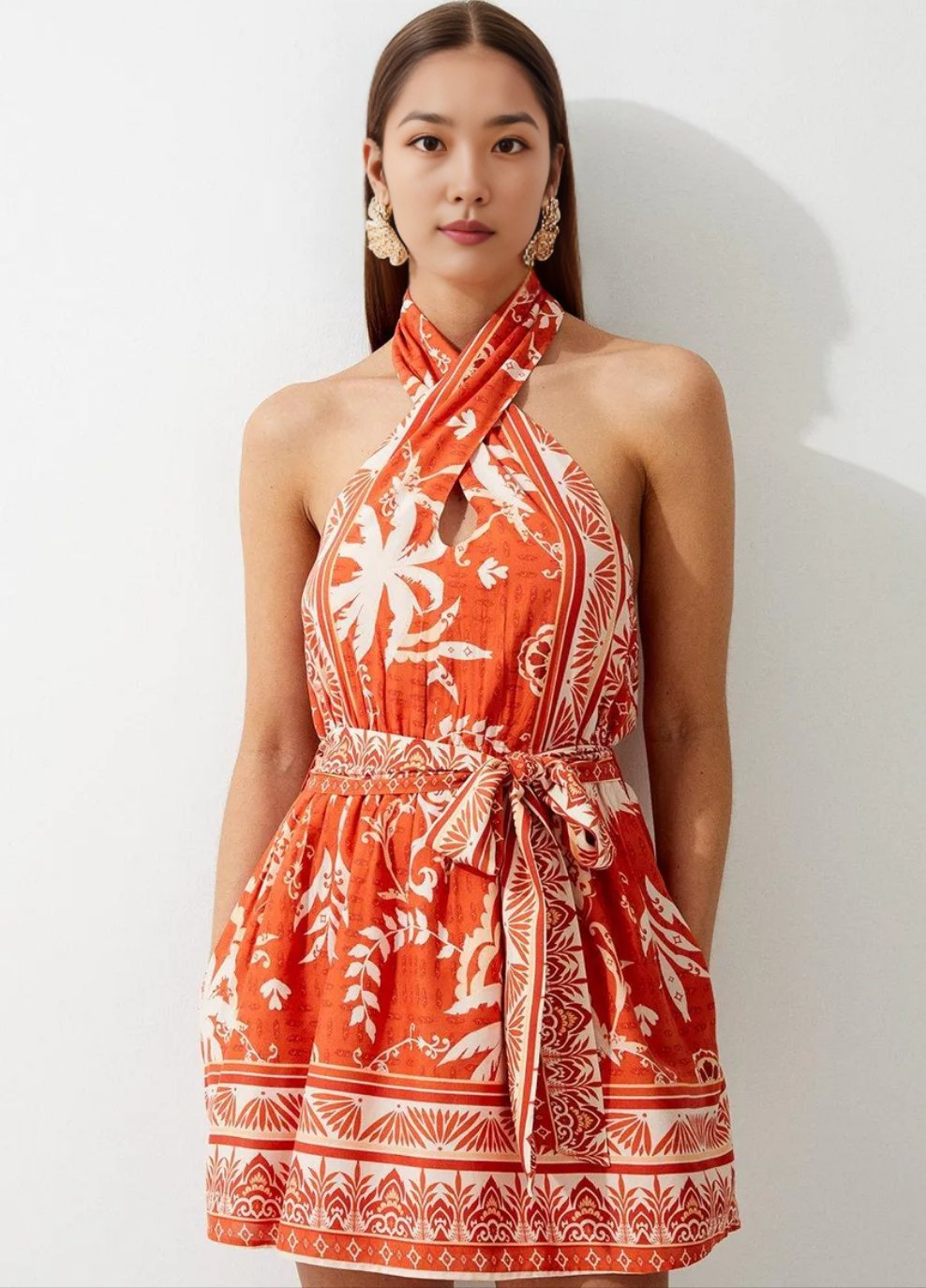 K🤍REN MILLEN Printed Viscose Cross Body Woven Mini Dress