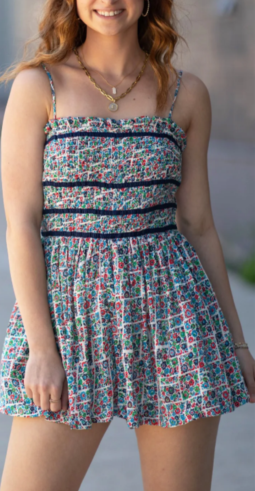 FREE PE⚪️PLE Women's Bali Checked out printed romper