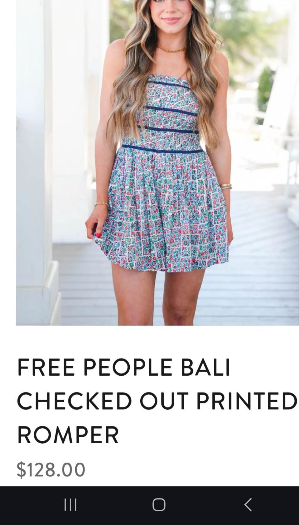 FREE PE⚪️PLE Women's Bali Checked out printed romper