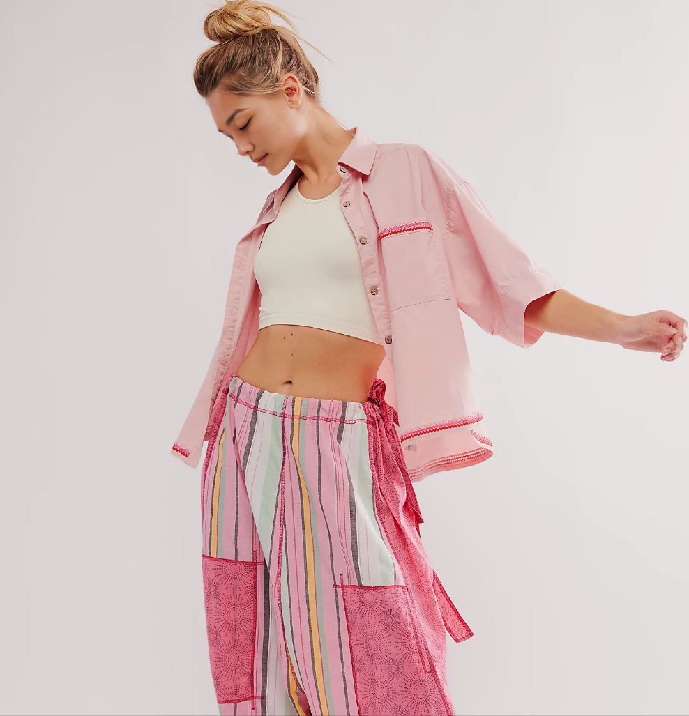 FREE PE⚪️PLE Dream In Color Convertible Jumpsuit Pink