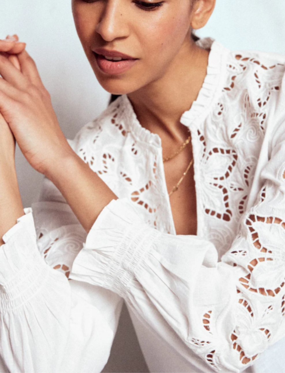 B⚪️DEN Cutwork Embroidered Blouse-White