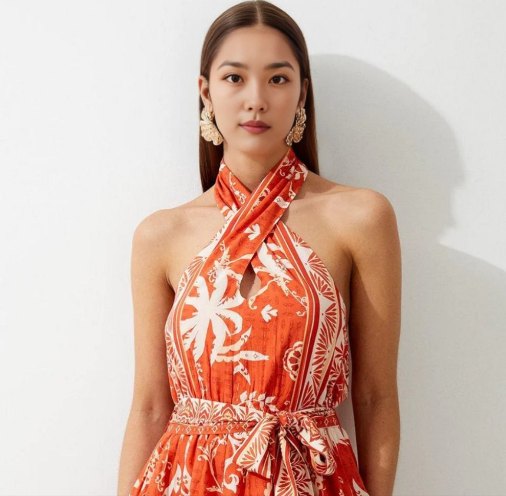 K🤍REN MILLEN Printed Viscose Cross Body Woven Mini Dress