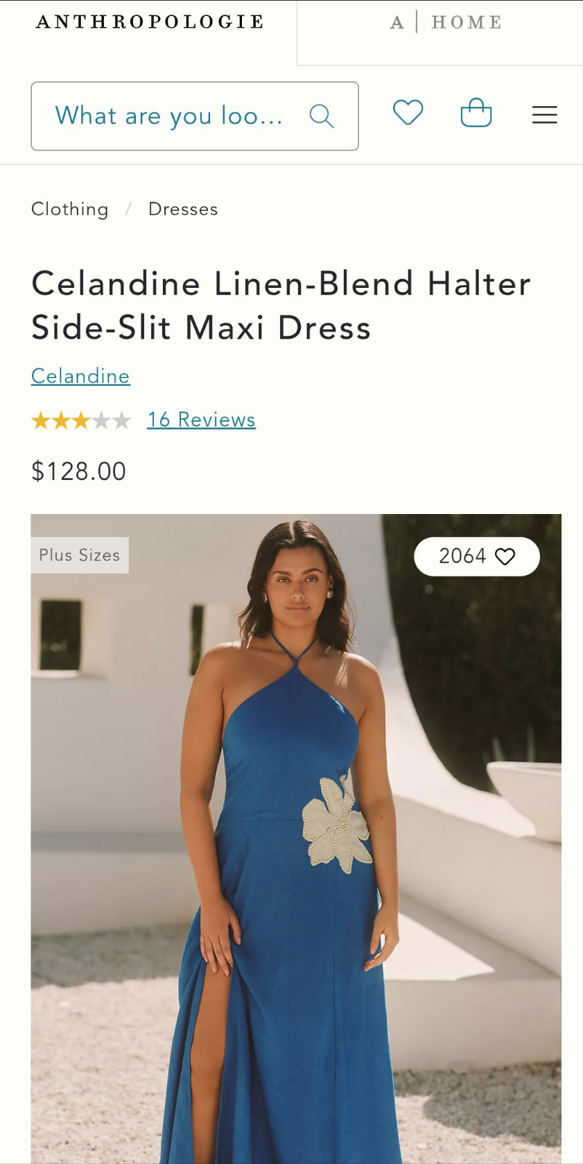 ANTHROPOLOGIE Celandine Linen-Blend Halter Side-Slit Maxi Dress (Surplus)