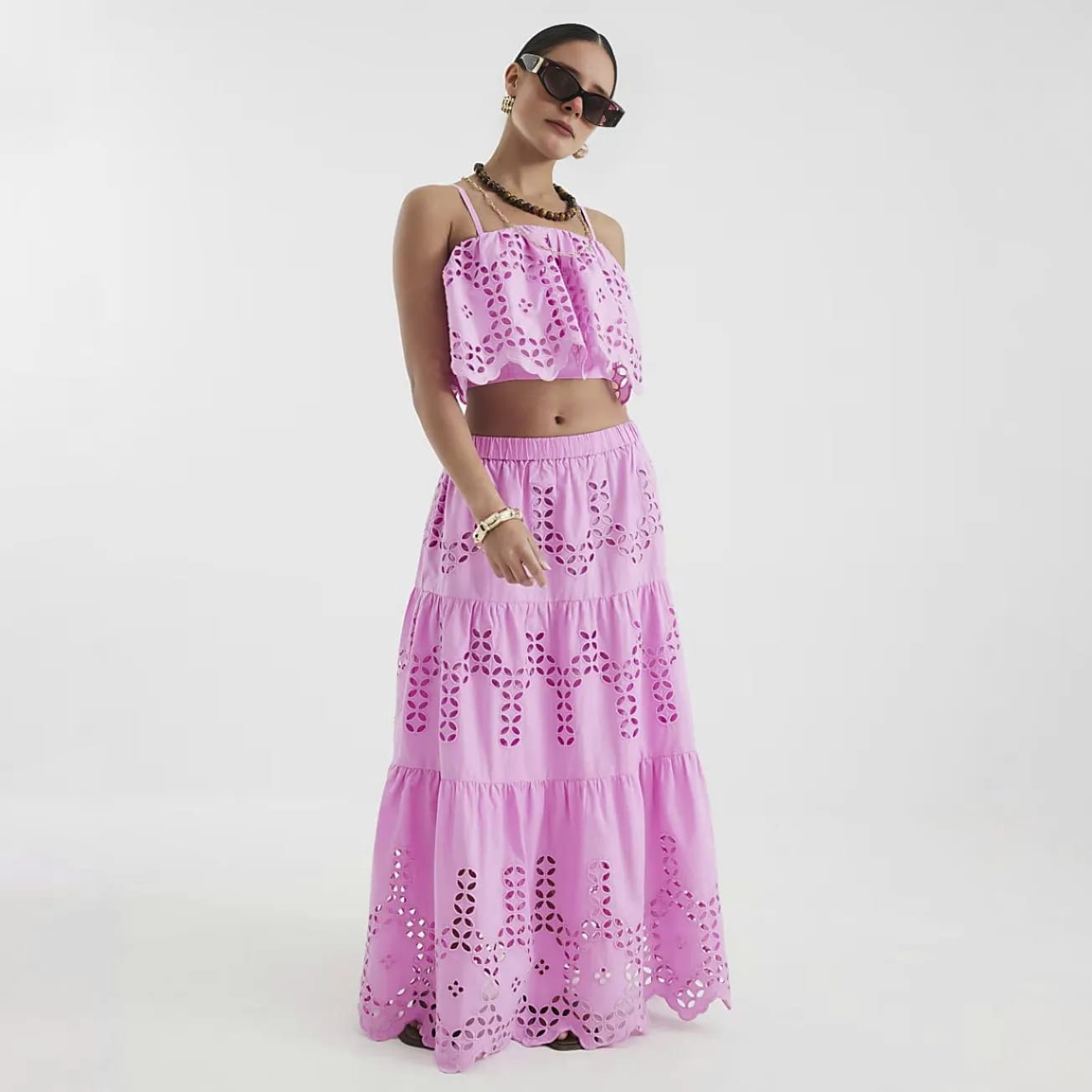 RIVER ISL🤍ND Embroidered Top & Maxi Skirt