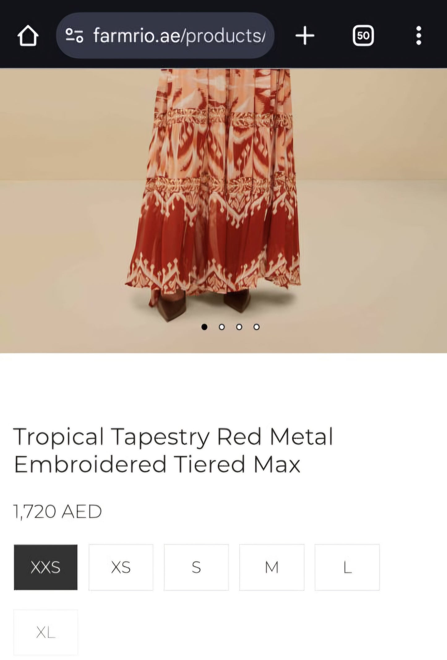 FARM RIO Tropical Tapestry Red Metal Embroidered Tiered Maxi  (Surplus)