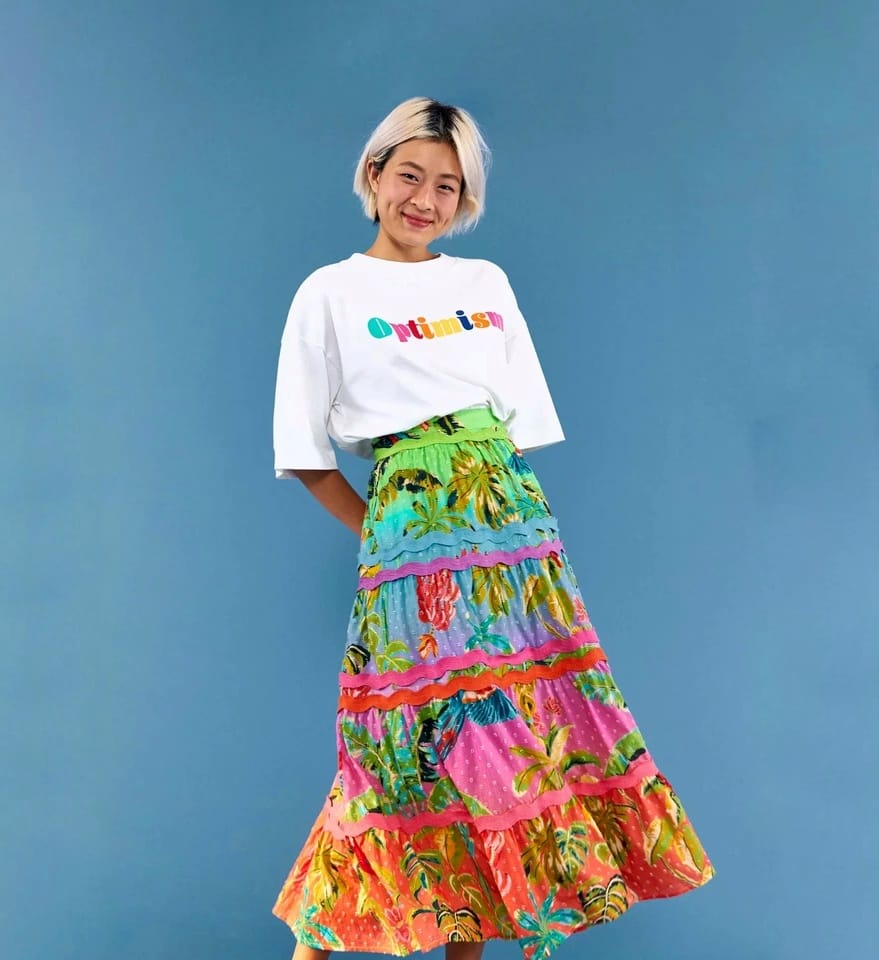 FARM RIO Printed Cotton Midi Skirt (Surplus)
