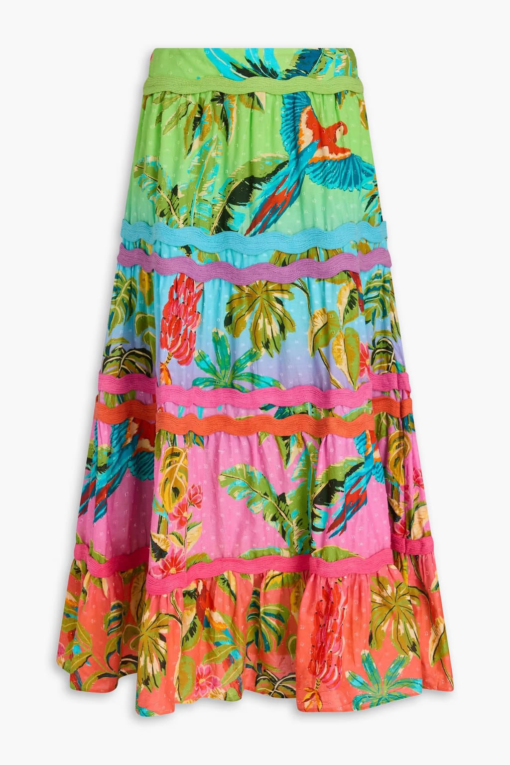 FARM RIO Printed Cotton Midi Skirt (Surplus)