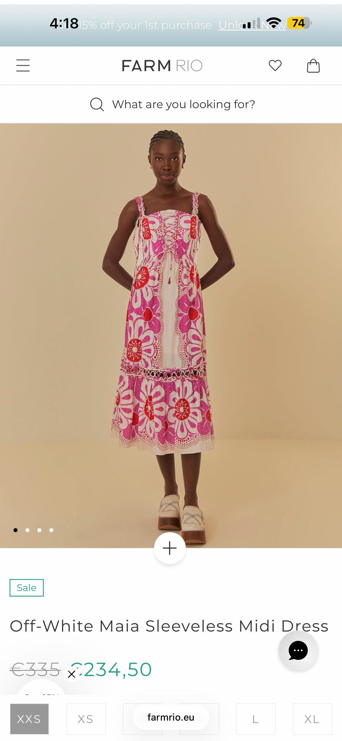 Farm Rio Off-White Maia Sleeveless Midi Dress (Surplus - New)