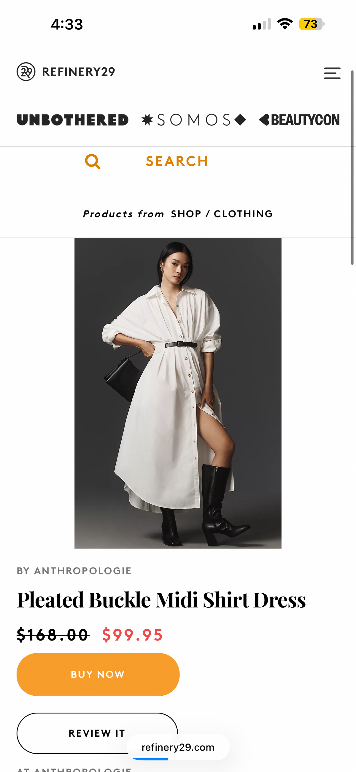 By Anthropologie Pleated Buckle Midi Shirt Dress (Surplus - New)