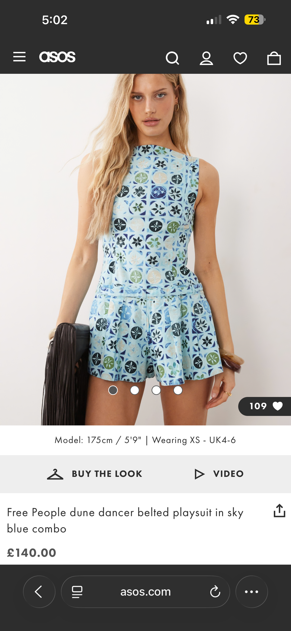 Free People Dune Dancer Playsuit in Sky Blue Combo - Belt Not Included (Surplus - New)