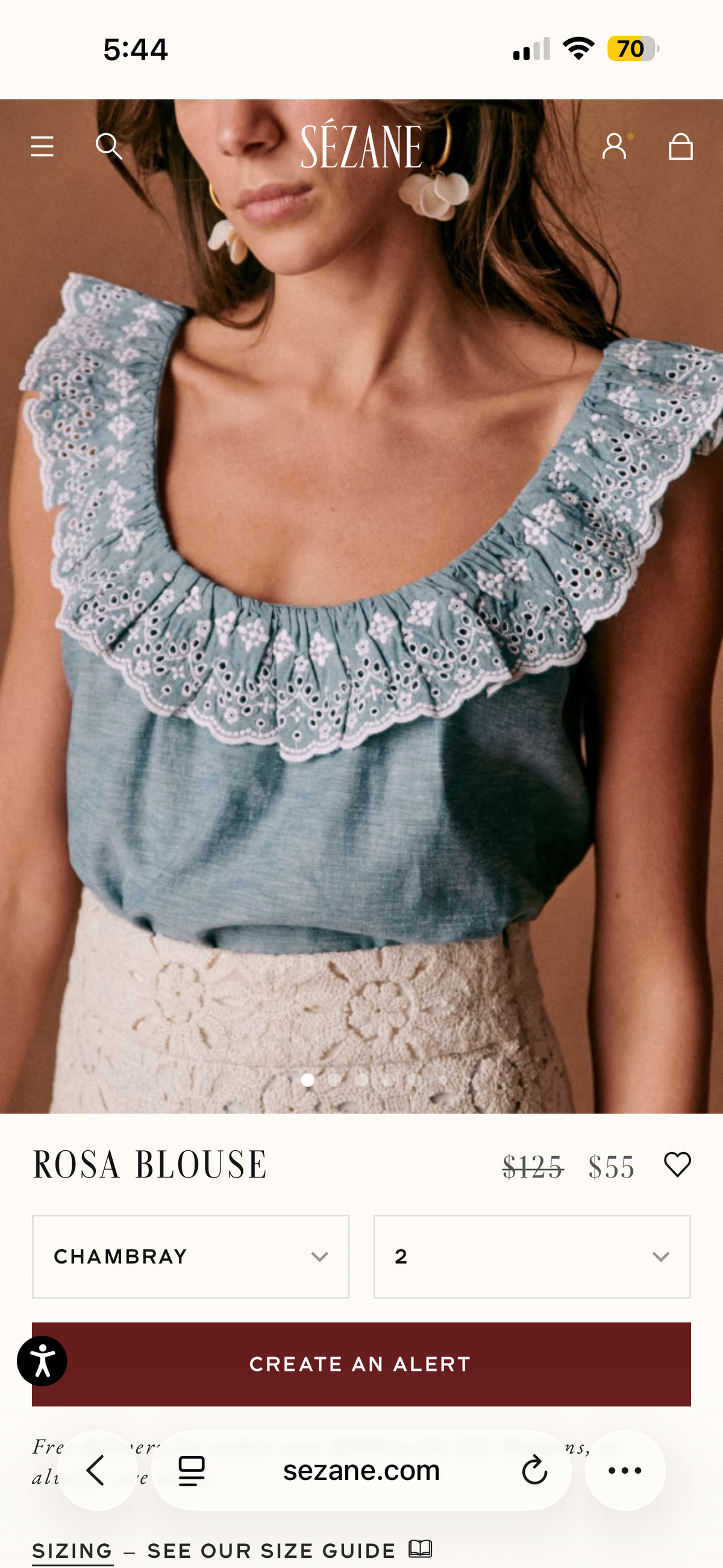 Sézane Rosa Blouse in Chambray (Surplus - New)