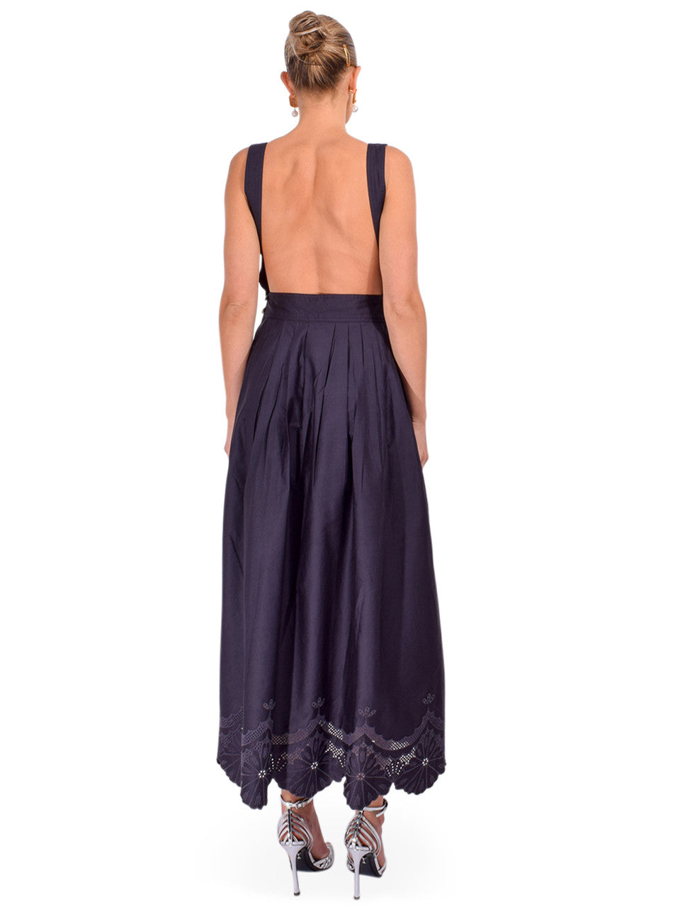 Karina Grimaldi Mora Embroidered Dress in Navy