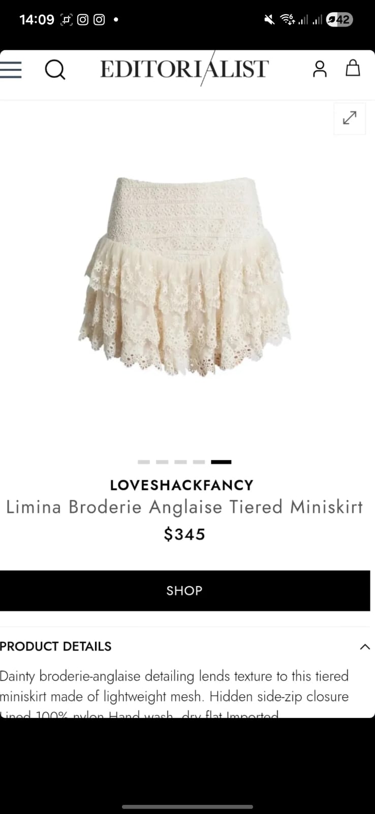 LoveShackFancy Limina Broderie Anglaise Tiered Miniskirt (Surplus - New)