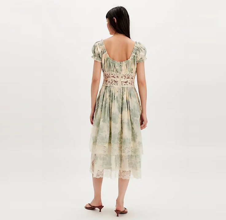 FREE PE⚪️PLE Honeysuckle Printed Midi Dress