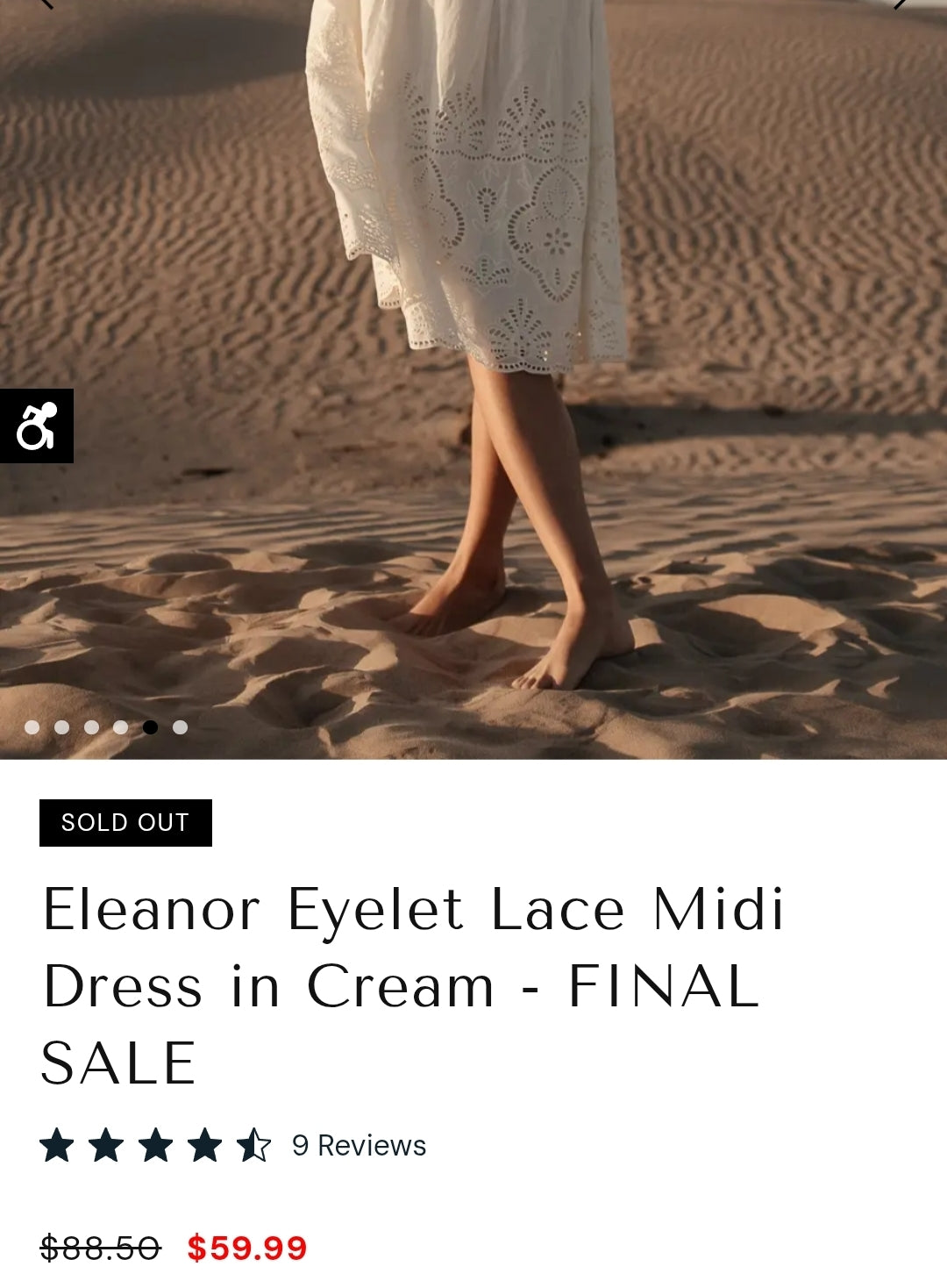 B⚪️hme Eleanor Eyelet Lace Midi Dress in Cream