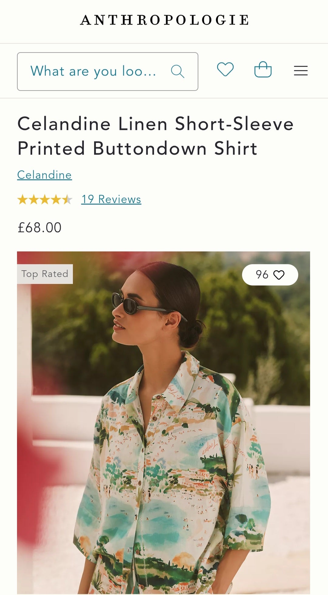 ANTHR⚪️POLOGIE Celandine Linen Short-Sleeve Printed Buttondown Shirt & Shorts Set