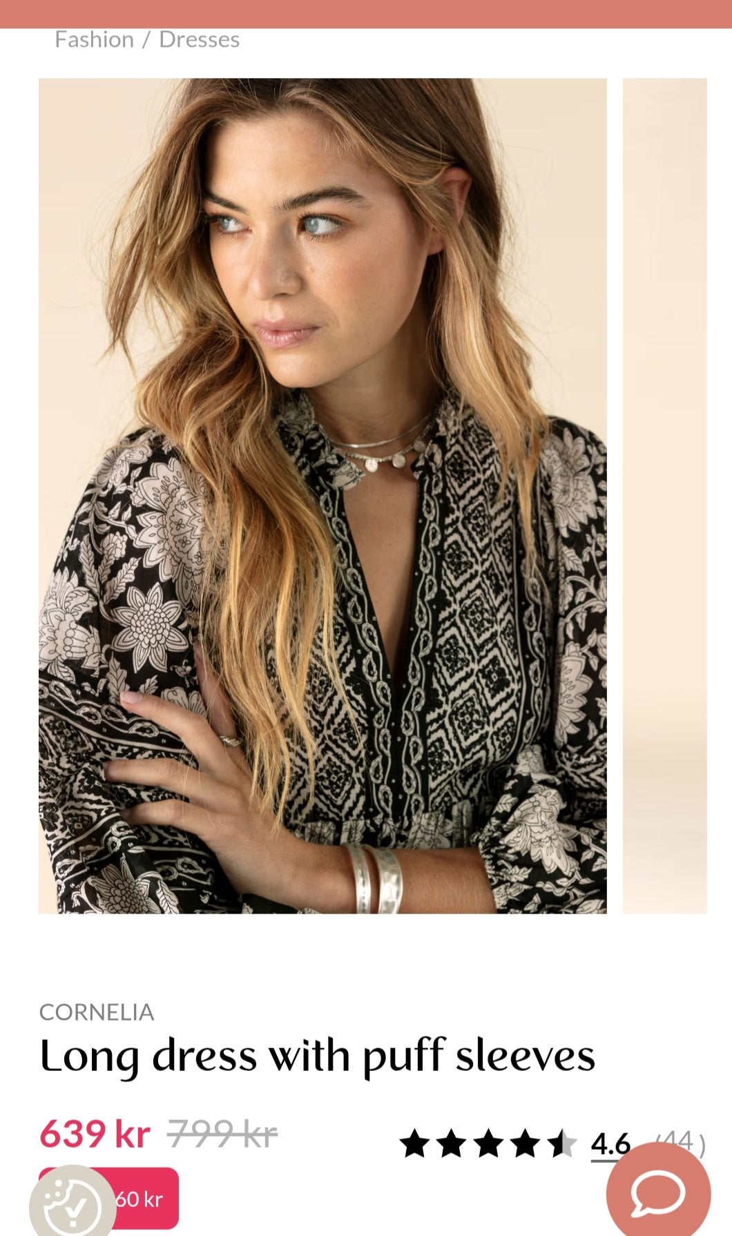 INDISKA Long dress with puff sleeves (Surplus Piece)